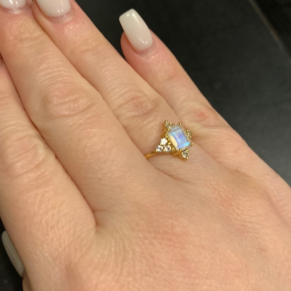 La Kaiser Yellow Gold Plated Moonstone Ring